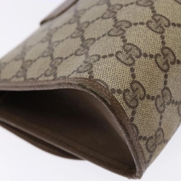 GUCCI GG Supreme Web Sherry Line Clutch Bag PVC Beige Gold 89 01 030 Auth 141030 - Picture 5 of 16